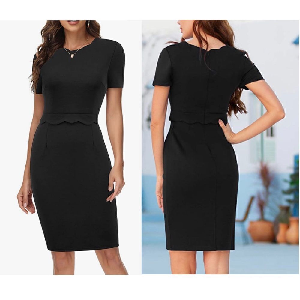 GRACE KARIN Women's Casual Bodycon Tube Dress Scalloped Neck Midi Pencil Dress